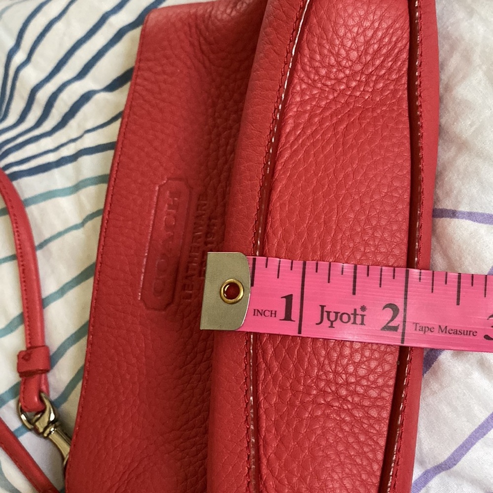 Coach Salmon Pebbled Leather Wristlet Wallet with Tassel and Zipper Top - Picture 10 of 11